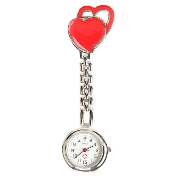 Heart Quartz Fob Brooch Pocket Watch