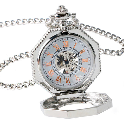Skeleton Octagon Shape Pocket Watch
