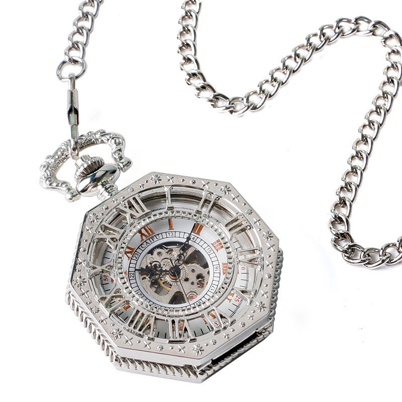 Skeleton Octagon Shape Pocket Watch