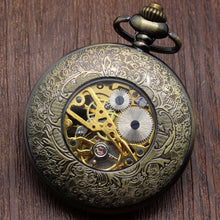 Load image into Gallery viewer, Pocket Watch Skeleton Chain Roman Numbers
