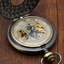 Load image into Gallery viewer, Pocket Watch Skeleton Chain Roman Numbers