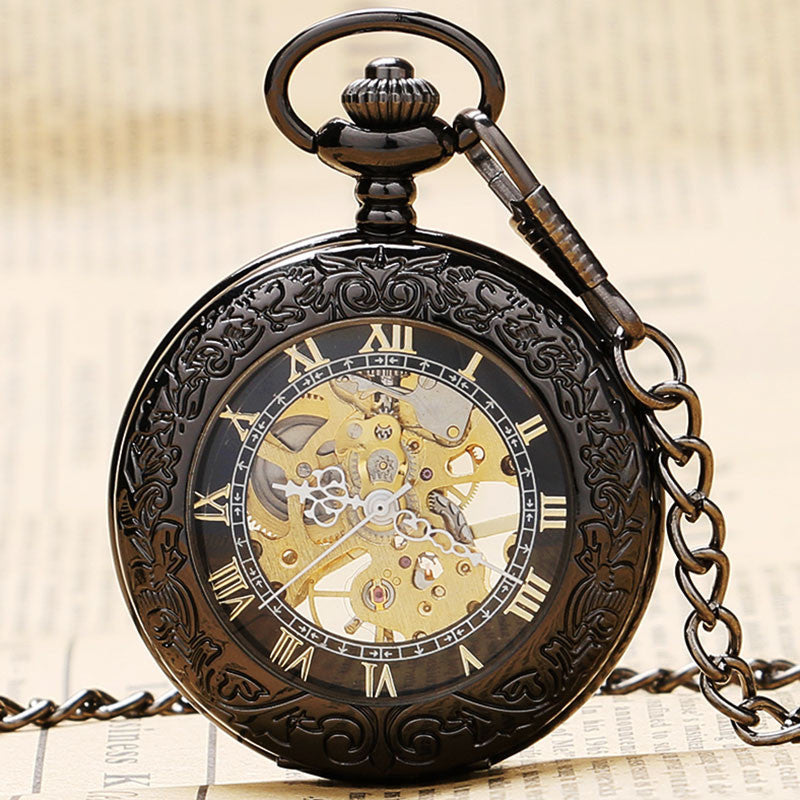 Elegant Glass Skeleton Dial Steampunk Watch