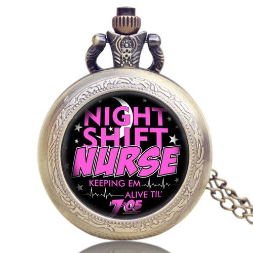 Nurse Theme Glass Dome Pocket Watch