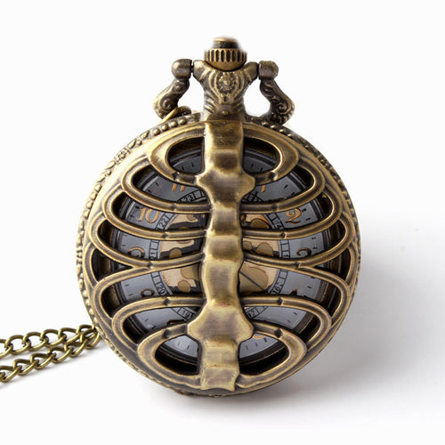 Spine Ribs Hollow Quartz Pocket Watch