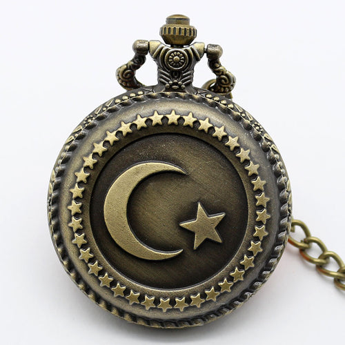 Moon and Star Theme Quartz Pocket Watch