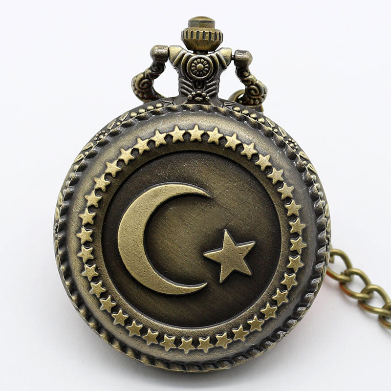 Moon and Star Theme Quartz Pocket Watch