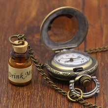 Load image into Gallery viewer, Drink Me Bottle Dark Brown Quartz Pocket Watch