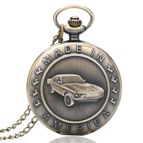 Car Pattern Quartz Pocket Watch